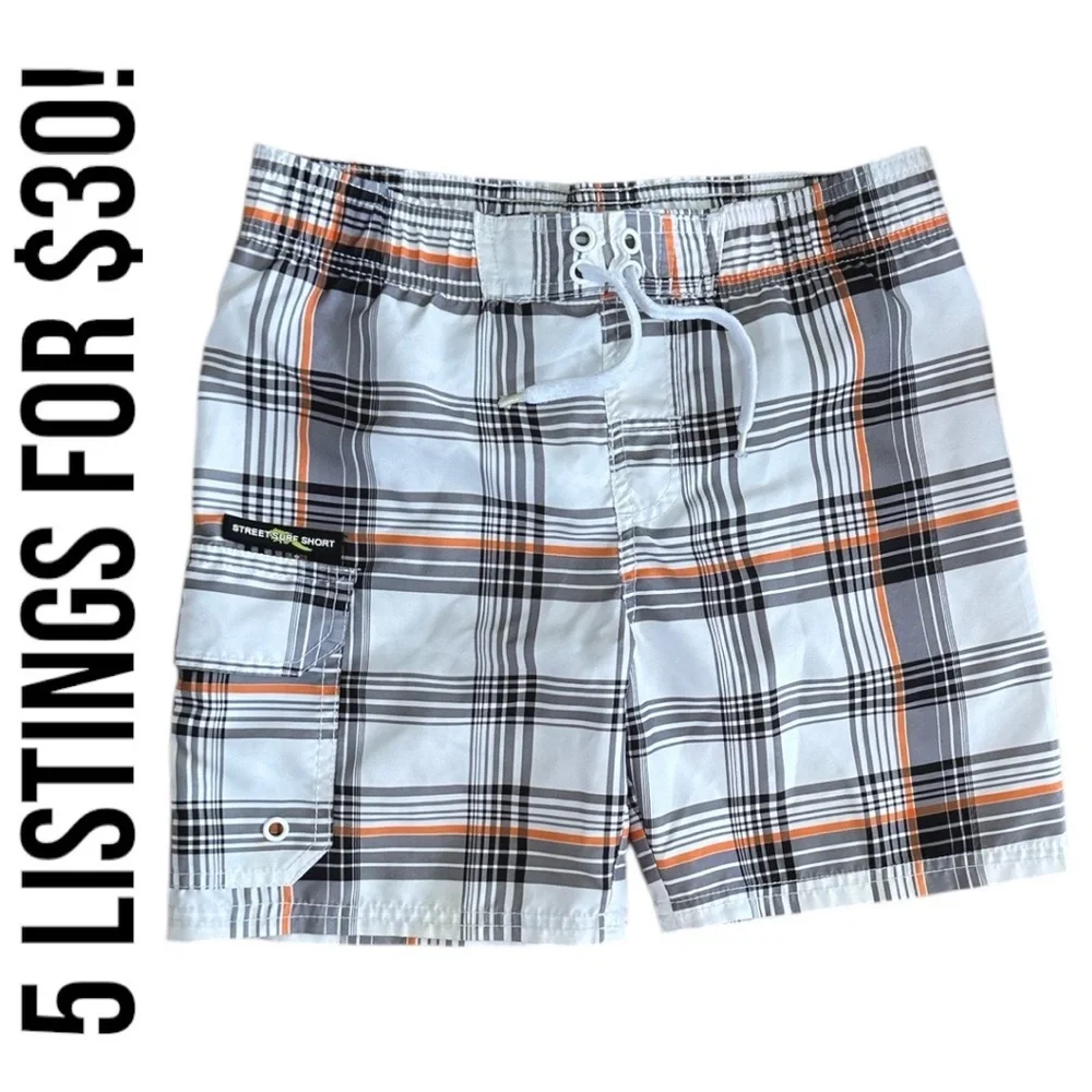 Sunproof by Weatherproof Boys Plaid Surf Swim Trunks Swim Shorts Size 5/6